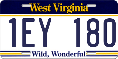 WV license plate 1EY180