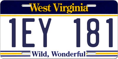WV license plate 1EY181