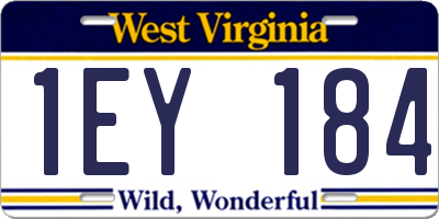 WV license plate 1EY184
