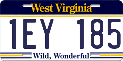 WV license plate 1EY185