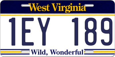 WV license plate 1EY189