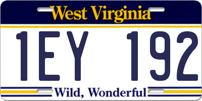 WV license plate 1EY192