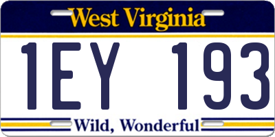 WV license plate 1EY193