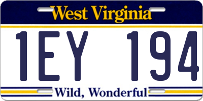 WV license plate 1EY194