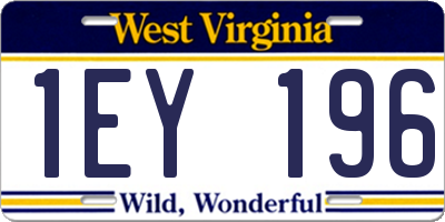 WV license plate 1EY196