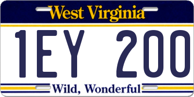 WV license plate 1EY200