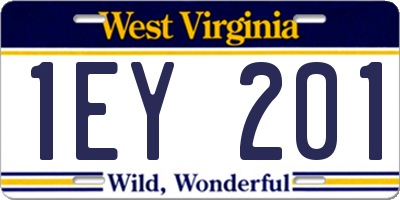 WV license plate 1EY201