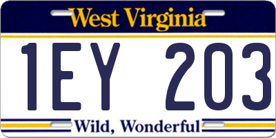 WV license plate 1EY203