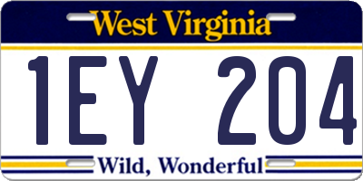 WV license plate 1EY204