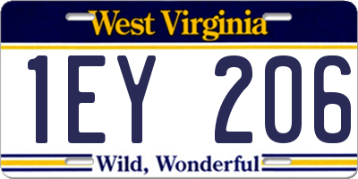 WV license plate 1EY206