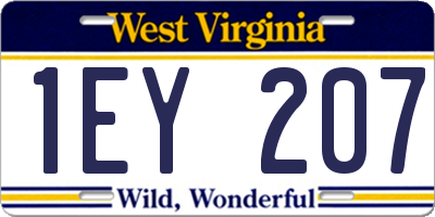 WV license plate 1EY207