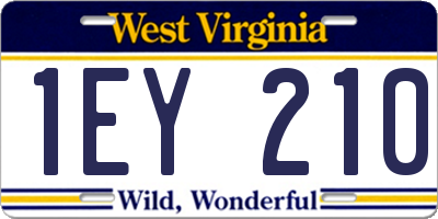 WV license plate 1EY210