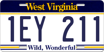 WV license plate 1EY211