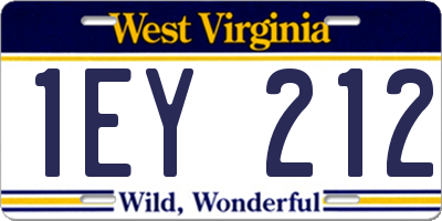 WV license plate 1EY212