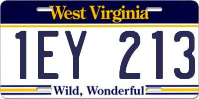 WV license plate 1EY213