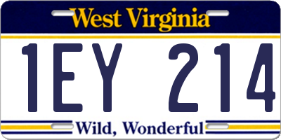 WV license plate 1EY214