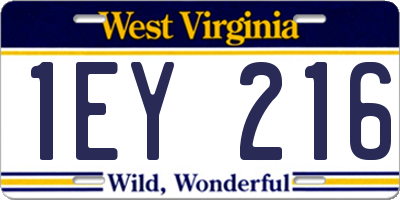 WV license plate 1EY216