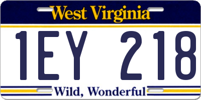 WV license plate 1EY218