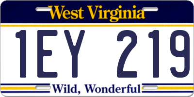 WV license plate 1EY219