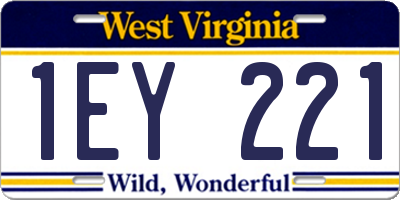 WV license plate 1EY221