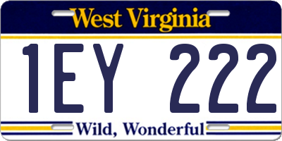 WV license plate 1EY222