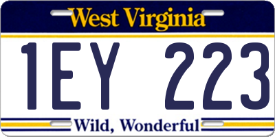 WV license plate 1EY223