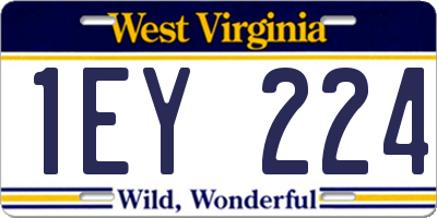 WV license plate 1EY224