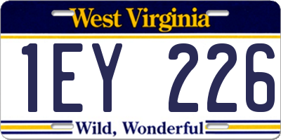 WV license plate 1EY226