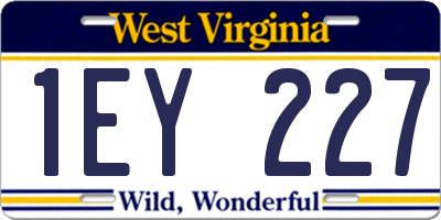WV license plate 1EY227