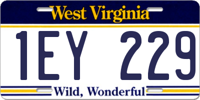 WV license plate 1EY229