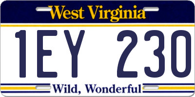 WV license plate 1EY230