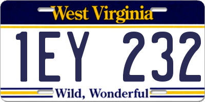 WV license plate 1EY232