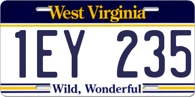 WV license plate 1EY235