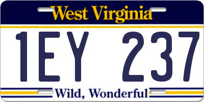 WV license plate 1EY237