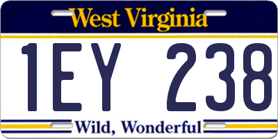 WV license plate 1EY238