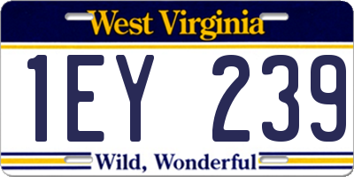 WV license plate 1EY239