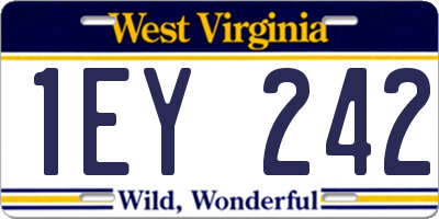 WV license plate 1EY242