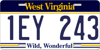 WV license plate 1EY243