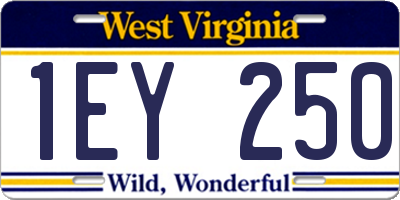 WV license plate 1EY250