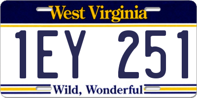 WV license plate 1EY251