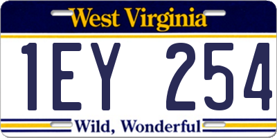 WV license plate 1EY254