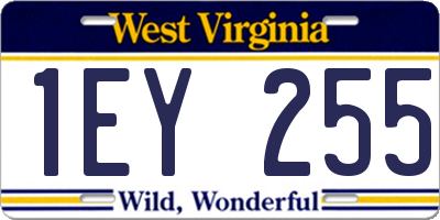 WV license plate 1EY255