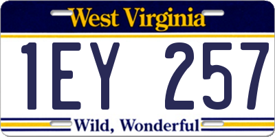WV license plate 1EY257