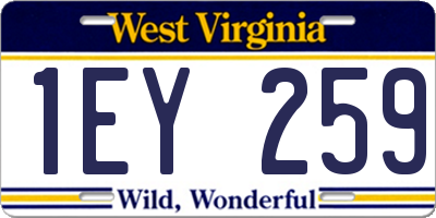 WV license plate 1EY259