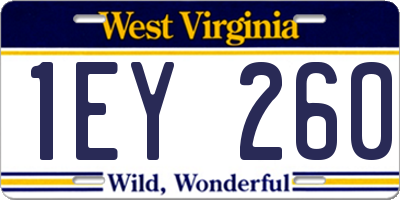 WV license plate 1EY260