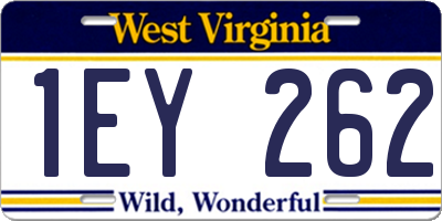WV license plate 1EY262