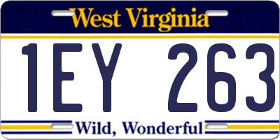 WV license plate 1EY263
