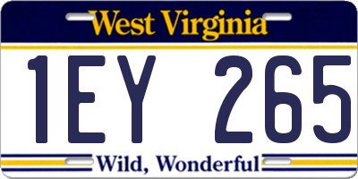 WV license plate 1EY265