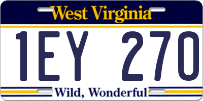 WV license plate 1EY270