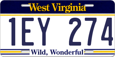 WV license plate 1EY274